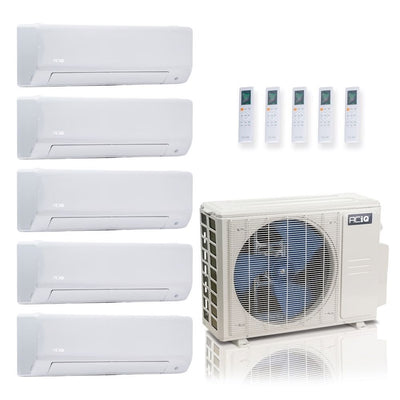 36,000 BTU ACIQ Standard 24 SEER2 Five Zone Wall Mount Mini Split Heat Pump System - R454B | 230V - 6 + 6 + 9 + 9 + 18 - ES-36Z-M5C / ACIQ-06W-2 / ACIQ-09W-2 / ACIQ-18W  Mini Split Systems Direct