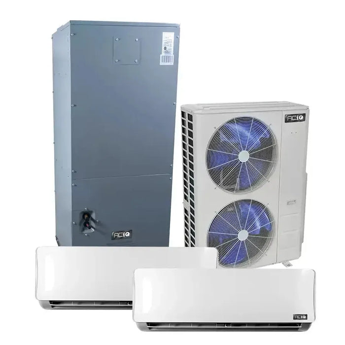 36,000 BTU ACiQ 3- Zone Wall Mounted Mini Split System w/ Central Air Handler 9K +9K +18K - ACiQ-36Z-HH-M4B/ACiQ-09W-HH-MC-2/ACiQ-18AHB-HH-M-1  Mini Split Systems Direct
