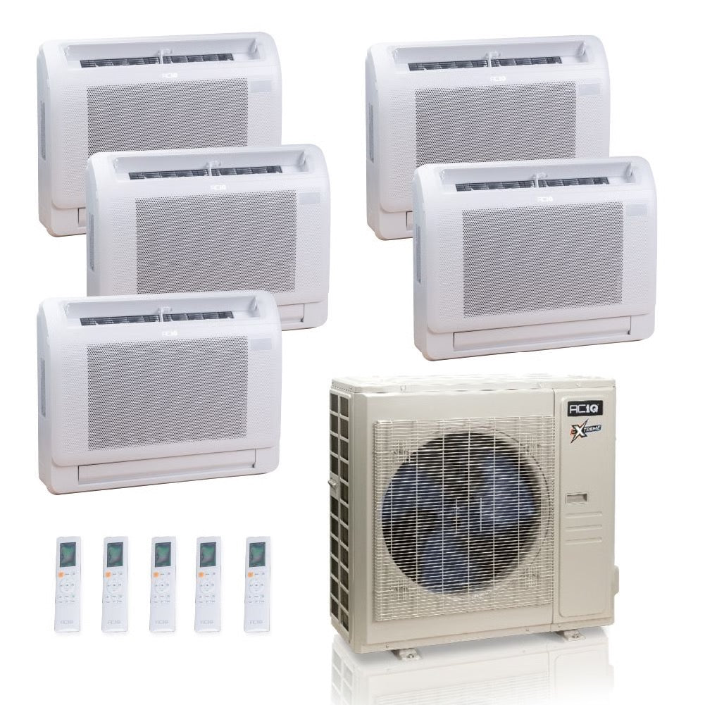 36,000 BTU ACiQ Extreme 23 SEER2 5 Zone Floor Mount Mini Split Heat Pump System - R454B | 230V - 9 + 9 + 9 + 9 + 9 - ACIQ-36Z-HH-M5C / ACIQ-09FM-HH-MD-5  Mini Split Systems Direct