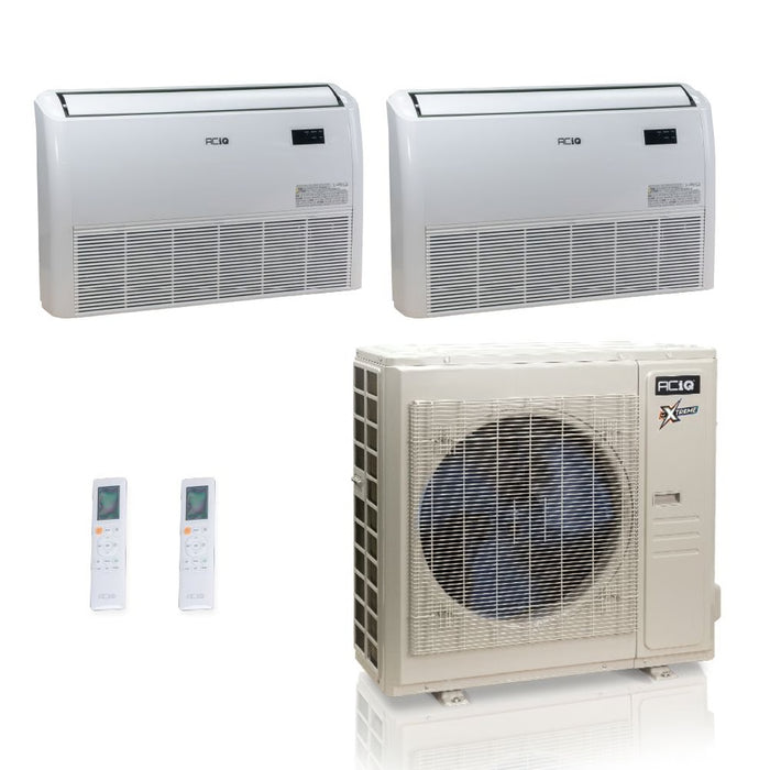 36,000 BTU ACiQ Extreme 23 SEER2 Dual Zone Floor Mount Mini Split Heat Pump System - R454B | 230V - 18 + 18 - ACiQ-36Z-HH-M5C / ACIQ-18FM-HH-MD-2  Mini Split Systems Direct