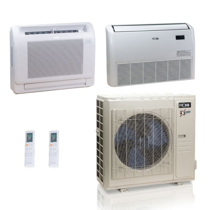 36,000 BTU ACiQ Extreme 23 SEER2 Dual Zone Floor Mount Mini Split Heat Pump System - R454B | 230V - 9 + 24 - ACiQ-36Z-HH-M5C / ACIQ-09FM-HH-MD / ACIQ-24FM-HH-MD  Mini Split Systems Direct