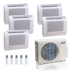 36,000 BTU ACiQ Standard 24 SEER2 5 Zone Floor Mount Mini Split Heat Pump System - R454B | 230V - 9 + 9 + 9 + 9 + 12 - ES-36Z-M5C / ACIQ-09FM-HH-MD-4 / ACIQ-12FM-HH-MD  Mini Split Systems Direct