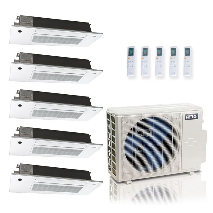 36,000 BTU ACiQ Standard 24 SEER2 5 Zone Slim Ceiling Casette Mini Split Heat Pump System - R454B | 230V - 6 + 6 + 6 + 9 + 9 - ES-36Z-M5C / SCC-06-HH-MB-3 / SCC-09-HH-MB-2  Mini Split Systems Direct