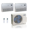 36,000 BTU ACiQ Standard 24 SEER2 Dual Zone Floor Mount Mini Split Heat Pump System - R454B | 230V - 18 + 18 - ES-36Z-M5C / ACIQ-18FM-HH-MD-2  Mini Split Systems Direct