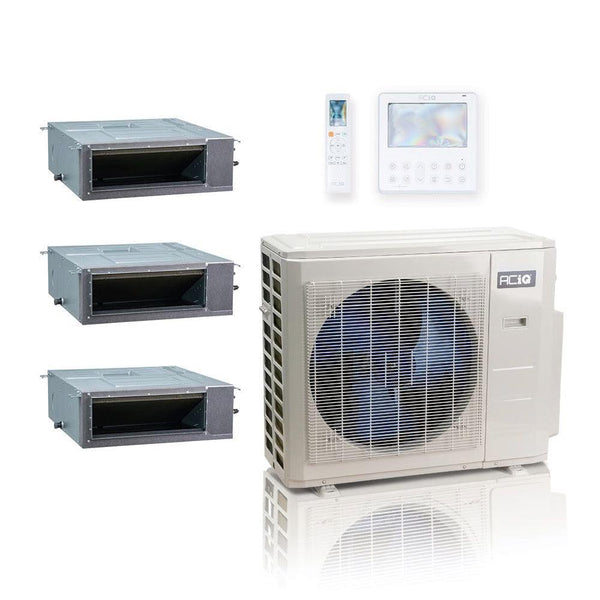 36,000 BTU ACIQ Standard 20 SEER2 Tri Zone Concealed Duct Mini Split Heat Pump System - R454B | 230V - 12 + 12 + 24