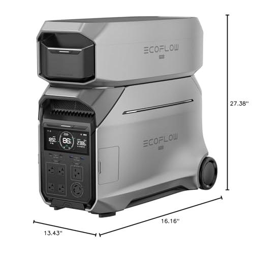EF ECOFLOW 8kWh Portable Power Station: DELTA Pro 3 with AC Cable and Extra Battery, 120/240V 4000W AC Output, Solar Generator for Home Use, Camping, Emergencies, RVs, and Outdoor Generators