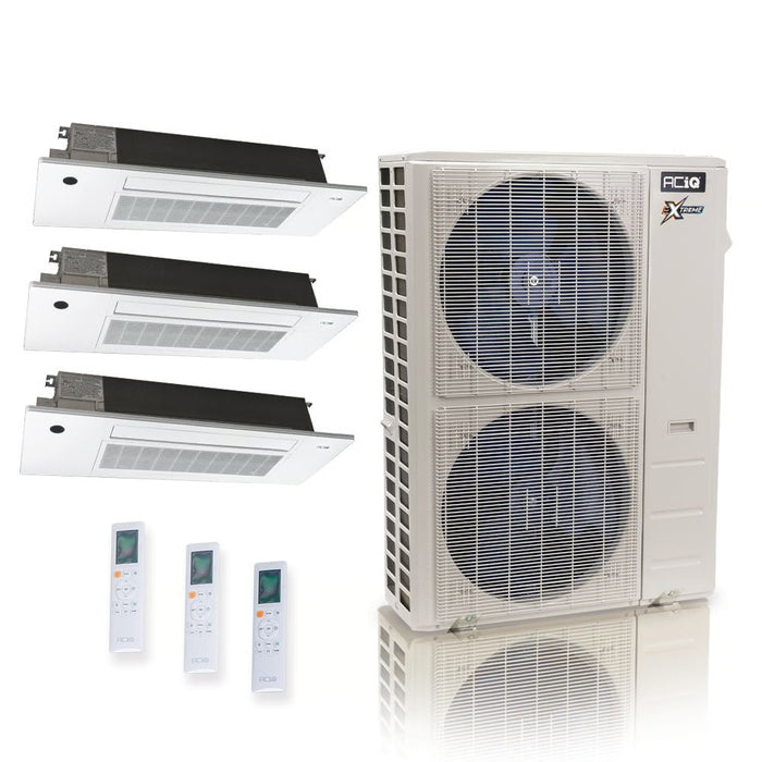 48,000 BTU 23 SEER2 ACiQ Extreme 3-Zone Slim Ceiling Cassette Mini Split System | R454B | 230v - 12+12+12 - ACiQ-48Z-HH-M6C / SCC-12-HH-MB-3  Mini Split Systems Direct