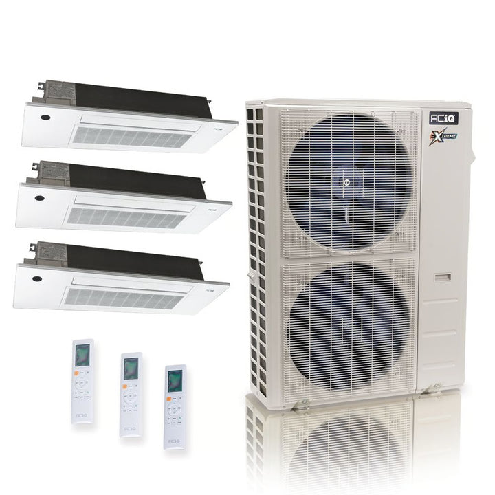 48,000 BTU 23 SEER2 ACiQ Extreme 3-Zone Slim Ceiling Cassette Mini Split System | R454B | 230v - 12+12+12 - ACiQ-48Z-HH-M6C / SCC-12-HH-MB-3  Mini Split Systems Direct