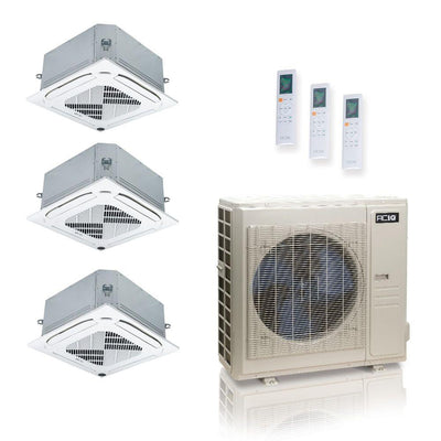 48,000 BTU 24 SEER2 ACiQ Standard 3-Zone Ceiling Cassette Mini Split System | R454B | 230v - 12+12+12 - ES-48Z-M6C / ACIQ-12CC-HH-MC-3  Mini Split Systems Direct