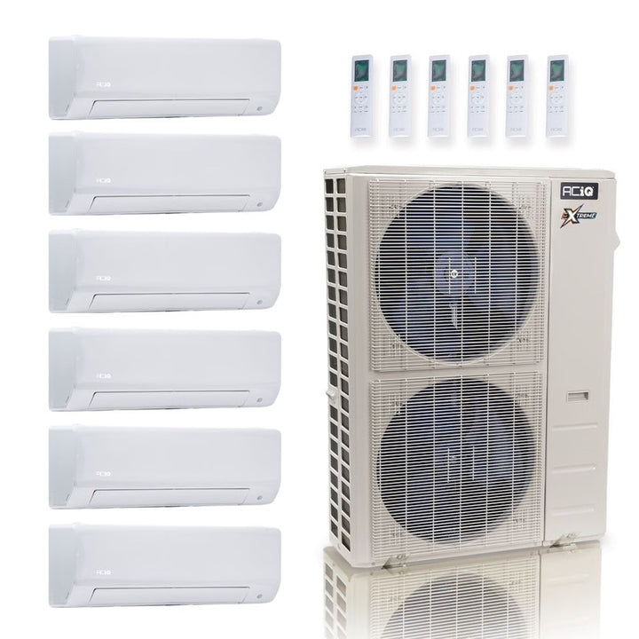 48,000 BTU ACIQ Extreme 23 SEER2 6 Zone Wall Mount Mini Split Heat Pump System - R454B | 230V - 6 + 6 + 9 + 9 + 9 + 24 - ACIQ-48Z-HH-M6C / ACIQ-06W-2 / ACIQ-09W-3 / ACIQ-24W  Mini Split Systems Direct