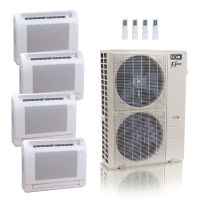 48,000 BTU ACIQ Extreme 23 SEER2 Quad Zone Floor Mount Mini Split Heat Pump System - R454B | 230V - 9 + 9 + 12 + 12 - ACIQ-48Z-HH-M6C / ACIQ-09FM-HH-MD-2 / ACIQ-12FM-HH-MD-2  Mini Split Systems Direct