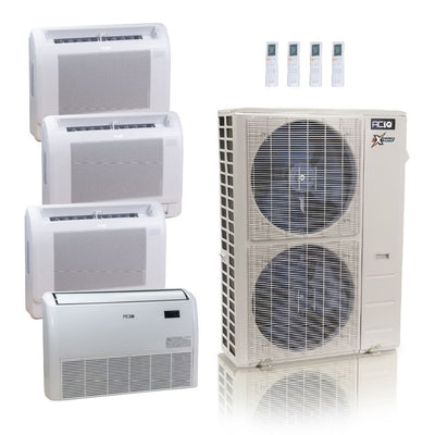 48,000 BTU ACIQ Extreme 23 SEER2 Quad Zone Floor Mount Mini Split Heat Pump System - R454B | 230V - 9 + 9 + 12 + 24 - ACIQ-48Z-HH-M6C / ACIQ-09FM-2 / ACIQ-12FM / ACIQ-24FM  Mini Split Systems Direct