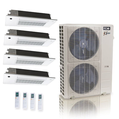 48,000 BTU ACIQ Extreme 23 SEER2 Quad Zone Slim Ceiling Casette Mini Split Heat Pump System - R454B | 230V - 6 + 6 + 12 + 12 - ACIQ-48Z-HH-M6C / SCC-06-HH-MB-2 / SCC-12-HH-MB-2  Mini Split Systems Direct