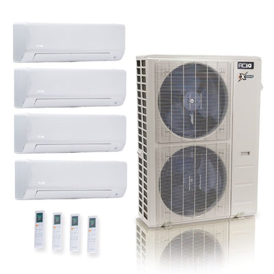 48,000 BTU ACIQ Extreme 23 SEER2 Quad Zone Wall Mount Mini Split Heat Pump System - R454B | 230V - 6 + 6 + 18 + 18 - ACIQ-48Z-HH-M6C / ACIQ-06W-HH-MD-2 / ACIQ-18W-HH-MD-2  Mini Split Systems Direct