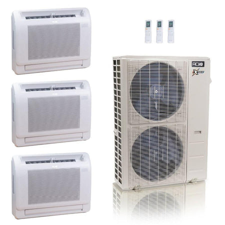 48,000 BTU ACIQ Extreme 23 SEER2 Tri Zone Floor Mount Mini Split Heat Pump System - R454B | 230V - 12 + 12 + 12 - ACIQ-48Z-HH-M6C / ACIQ-12FM-HH-MD-3  Mini Split Systems Direct