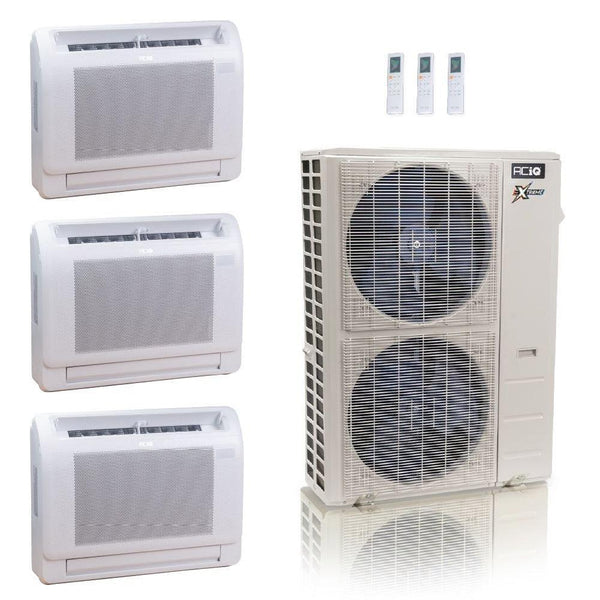 48,000 BTU ACIQ Extreme 23 SEER2 Tri Zone Floor Mount Mini Split Heat Pump System - R454B | 230V - 12 + 12 + 12