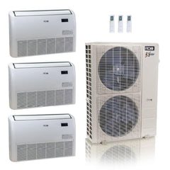 48,000 BTU ACIQ Extreme 23 SEER2 Tri Zone Floor Mount Mini Split Heat Pump System - R454B | 230V - 18 + 18 + 18 - ACIQ-48Z-HH-M6C / ACIQ-18FM-HH-MD-3  Mini Split Systems Direct
