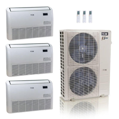 48,000 BTU ACIQ Extreme 23 SEER2 Tri Zone Floor Mount Mini Split Heat Pump System - R454B | 230V - 18 + 18 + 18 - ACIQ-48Z-HH-M6C / ACIQ-18FM-HH-MD-3  Mini Split Systems Direct