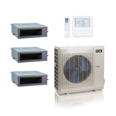 48,000 BTU ACIQ Standard 20.4 SEER2 Tri Zone Concealed Duct Mini Split Heat Pump System - R454B | 230V - 12 + 12 + 24