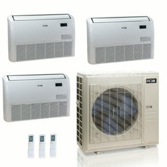 48,000 BTU ACIQ Standard 24 SEER2 Tri Zone Floor Mount Mini Split Heat Pump System - R454B | 230V - 18 + 18 + 18 - ES-48Z-M6C / ACIQ-18FM-HH-MD-3  Mini Split Systems Direct