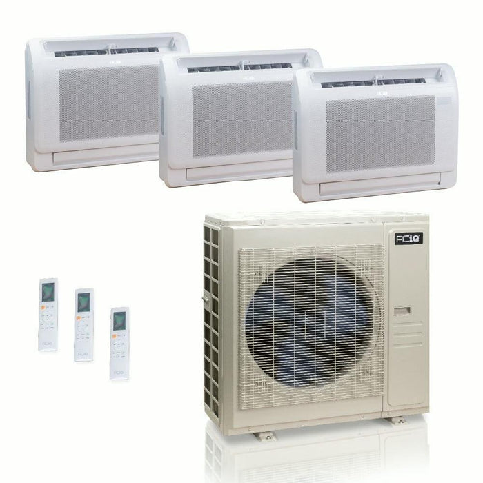 48,000 BTU ACIQ Standard 24 SEER2 Tri Zone Floor Mount Mini Split Heat Pump System - R454B | 230V - 9 + 12 + 12 - ES-48Z-M6C / ACIQ-09FM-HH-MD / ACIQ-12FM-HH-MD-2  Mini Split Systems Direct