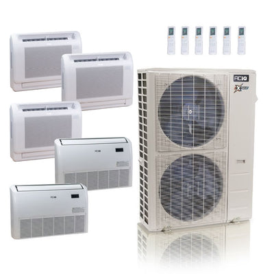 48,000 BTU ACiQ Extreme 23 SEER2 5 Zone Floor Mount Mini Split Heat Pump System - R454B | 230V - 9 + 9 + 9 + 18 + 18 - ACIQ-48Z-HH-M6C / ACIQ-09FM-HH-MD-3 / ACIQ-18FM-HH-MD-2  Mini Split Systems Direct