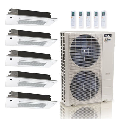 48,000 BTU ACiQ Extreme 23 SEER2 5 Zone Slim Ceiling Cassette Mini Split Heat Pump System - R454B | 230V - 6 + 6 + 6 + 6 + 9 - ACIQ-48Z-HH-M6C / SCC-06-HH-MB-4 / SCC-09-HH-MB  Mini Split Systems Direct