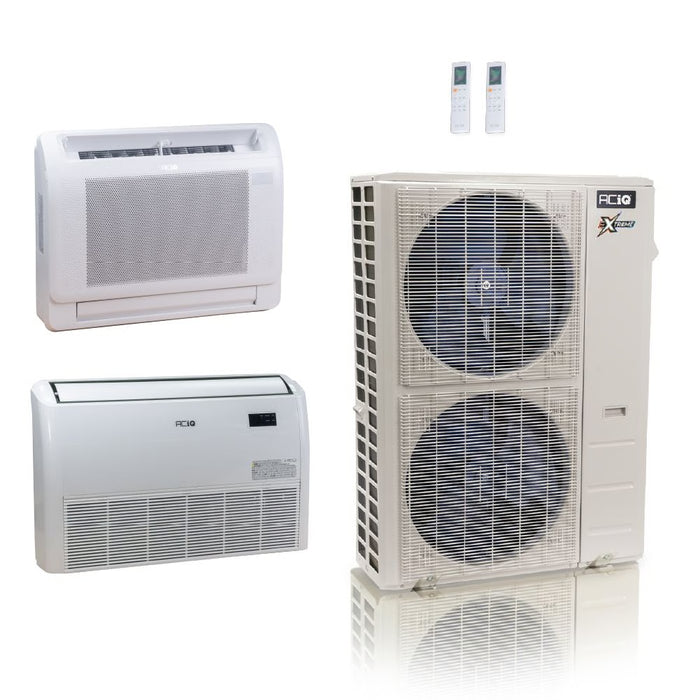 48,000 BTU ACiQ Extreme 23 SEER2 Dual Zone Floor Mount Mini Split Heat Pump System - R454B | 230V - 9 + 24 - ACiQ-48Z-HH-M6C / ACIQ-09FM / ACIQ-24FM  Mini Split Systems Direct