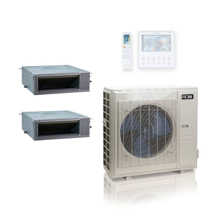 48,000 BTU ACiQ Standard 20.4 SEER2 Dual Zone Concealed Duct Mini Split Heat Pump System - R454B | 230V - 12 + 24 - ES-48Z-M6C / ACIQ-12CD-HH-MC / ACIQ-24CD-HH-MC  Mini Split Systems Direct