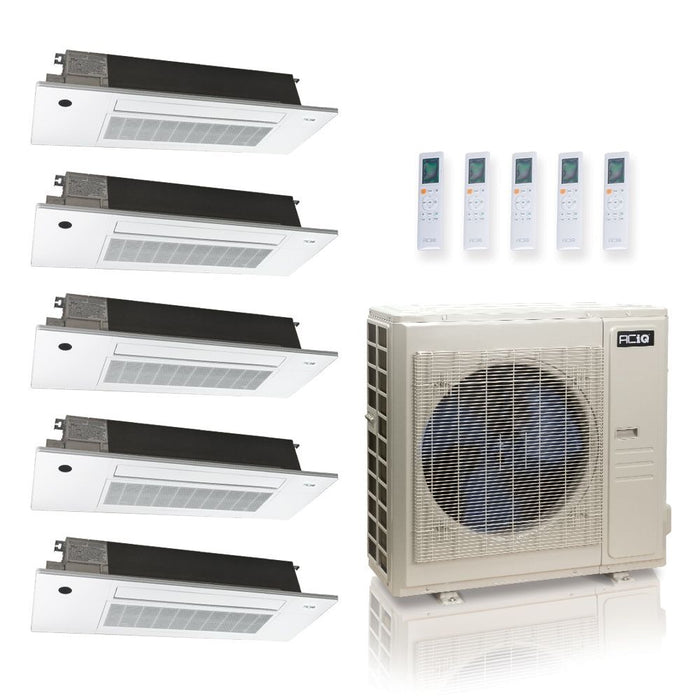 48,000 BTU ACiQ Standard 24 SEER2 5 Zone Slim Ceiling Casette Mini Split Heat Pump System - R454B | 230V - 6 + 6 + 6 + 6 + 12 - ES-48Z-M6C / SCC-06-HH-MB-4 / SCC-12-HH-MB  Mini Split Systems Direct