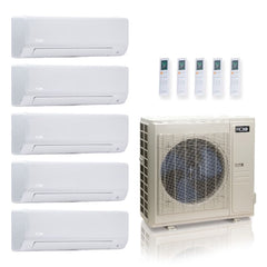 48,000 BTU ACiQ Standard 24 SEER2 5 Zone Wall Mount Mini Split Heat Pump System - R454B | 230V - 6 + 9 + 9 + 12 + 12 - ES-48Z-M6C / ACIQ-06W / ACIQ-09W-2 / ACIQ-12W-2  Mini Split Systems Direct