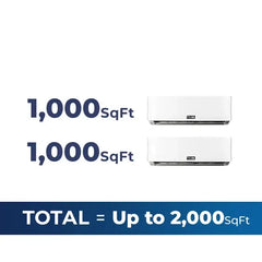 48,000 BTU 21.8 SEER2 ACiQ 2-Zone Wall Mounted Mini Split System - Extreme Heat - WiFi Enabled - 18+18