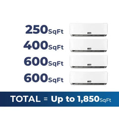 48,000 BTU 23.4 SEER2 ACiQ 4-Zone Wall Mounted Mini Split System w/ WiFi - 6+9+12+12