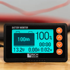 Rich Solar 500 Amp Battery Monitor with Shunt | 8~120V 500A Battery Monitor with Shunt | Accurate Battery Status Monitor | Easy to Use