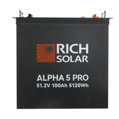 Rich Solar ALPHA 5 PRO | 51.2V 100Ah LiFePO4 Battery | Premium 48V Server Rack Lithium Battery for Residential, Commercial, RVs, Off-Grid | 7,000 Lifetime Cycles | 10 Year Warranty | UL1973, UL9540A Certified