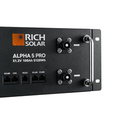 Rich Solar ALPHA 5 PRO | 51.2V 100Ah LiFePO4 Battery | Premium 48V Server Rack Lithium Battery for Residential, Commercial, RVs, Off-Grid | 7,000 Lifetime Cycles | 10 Year Warranty | UL1973, UL9540A Certified
