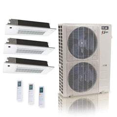 55,000 BTU 22.2 SEER2 ACiQ Extreme 3-Zone Slim Ceiling Cassette Mini Split System | R454B | 230v - 9+12+18 - ACiQ-55Z-HH-M6C / SCC-09 / SCC-12 / SCC-18  Mini Split Systems Direct