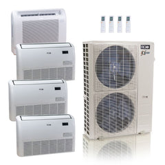 55,000 BTU ACIQ Extreme 22.2 SEER2 Quad Zone Floor Mount Mini Split Heat Pump System - R454B | 230V - 12 + 18 + 18 + 18 - ACIQ-55Z-HH-M6C / ACIQ-12FM-HH-MD / ACIQ-18FM-HH-MD-3  Mini Split Systems Direct