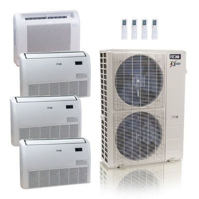 55,000 BTU ACIQ Extreme 22.2 SEER2 Quad Zone Floor Mount Mini Split Heat Pump System - R454B | 230V - 9 + 18 + 18 + 18 - ACIQ-55Z-HH-M6C / ACIQ-09FM-HH-MD / ACIQ-18FM-HH-MD-3  Mini Split Systems Direct