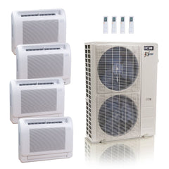 55,000 BTU ACIQ Extreme 22.2 SEER2 Quad Zone Floor Mount Mini Split Heat Pump System - R454B | 230V - 9 + 9 + 12 + 12 - ACIQ-55Z-HH-M6C / ACIQ-09FM-HH-MD-2 / ACIQ-12FM-HH-MD-2  Mini Split Systems Direct
