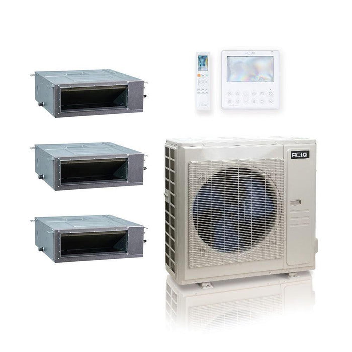 55,000 BTU ACIQ Standard 18 SEER2 Tri Zone Concealed Duct Mini Split Heat Pump System - R454B | 230V - 9 + 12 + 18 - ES-55Z-M6C / ACIQ-09CD / ACIQ-12CD / ACIQ-18CD  Mini Split Systems Direct