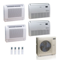 55,000 BTU ACIQ Standard 22 SEER2 Quad Zone Floor Mount Mini Split Heat Pump System - R454B | 230V - 9 + 12 + 18 + 18 - ES-55Z-M6C / ACIQ-09FM / ACIQ-12FM / ACIQ-18FM-2  Mini Split Systems Direct