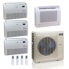 55,000 BTU ACIQ Standard 22 SEER2 Quad Zone Floor Mount Mini Split Heat Pump System - R454B | 230V - 9 + 18 + 18 + 18 - ES-55Z-M6C / ACIQ-09FM-HH-MD / ACIQ-18FM-HH-MD-3  Mini Split Systems Direct