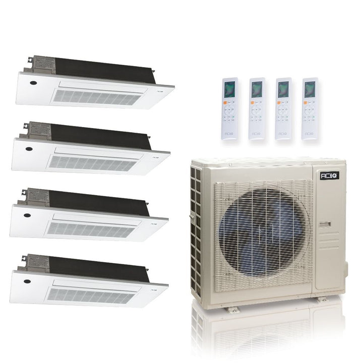 55,000 BTU ACIQ Standard 22 SEER2 Quad Zone Slim Ceiling Casette Mini Split Heat Pump System - R454B | 230V - 6 + 12 + 12 + 12 - ES-55Z-M6C / SCC-06-HH-MB / SCC-12-HH-MB-3  Mini Split Systems Direct