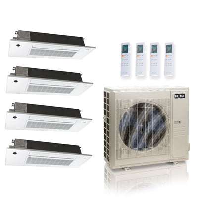 55,000 BTU ACIQ Standard 22 SEER2 Quad Zone Slim Ceiling Casette Mini Split Heat Pump System - R454B | 230V - 6 + 12 + 12 + 12 - ES-55Z-M6C / SCC-06-HH-MB / SCC-12-HH-MB-3  Mini Split Systems Direct