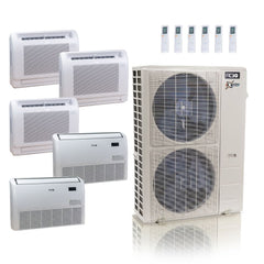 55,000 BTU ACiQ Extreme 22.2 SEER2 5 Zone Floor Mount Mini Split Heat Pump System - R454B | 230V - 9 + 12 + 12 + 18 + 18 - ACIQ-55Z-HH-M6C / ACIQ-09FM / ACIQ-12FM-2 / ACIQ-18FM-2  Mini Split Systems Direct