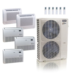 55,000 BTU ACiQ Extreme 22.2 SEER2 5 Zone Floor Mount Mini Split Heat Pump System - R454B | 230V - 9 + 9 + 18 + 18 + 18 - ACIQ-55Z-HH-M6C / ACIQ-09FM-HH-MD-2 / ACIQ-18FM-HH-MD-3  Mini Split Systems Direct