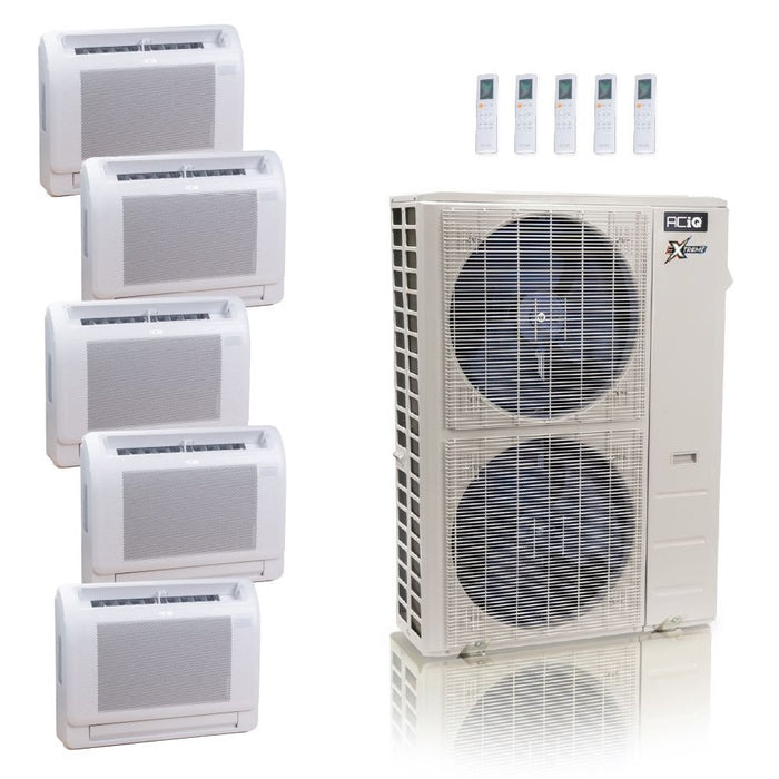 55,000 BTU ACiQ Extreme 22.2 SEER2 5 Zone Floor Mount Mini Split Heat Pump System - R454B | 230V - 9 + 9 + 9 + 9 + 9 - ACIQ-55Z-HH-M6C / ACIQ-09FM-HH-MD-5  Mini Split Systems Direct