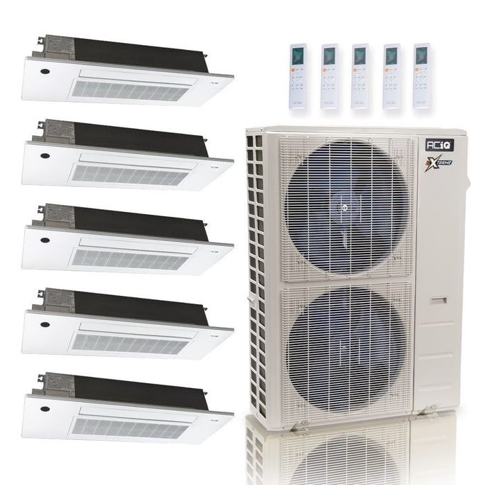 55,000 BTU ACiQ Extreme 22.2 SEER2 5 Zone Slim Ceiling Cassette Mini Split Heat Pump System - R454B | 230V - 6 + 6 + 6 + 12 + 12 - ACIQ-55Z-HH-M6C / SCC-06-HH-MB-3 / SCC-12-HH-MB-2  Mini Split Systems Direct