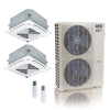 55,000 BTU ACiQ Extreme 22.2 SEER2 Dual Zone Ceiling Cassette Mini Split Heat Pump System - R454B | 230V - 24 + 24 - ACiQ-55Z-HH-M6C / ACIQ-24CC-HH-MC-2  Mini Split Systems Direct